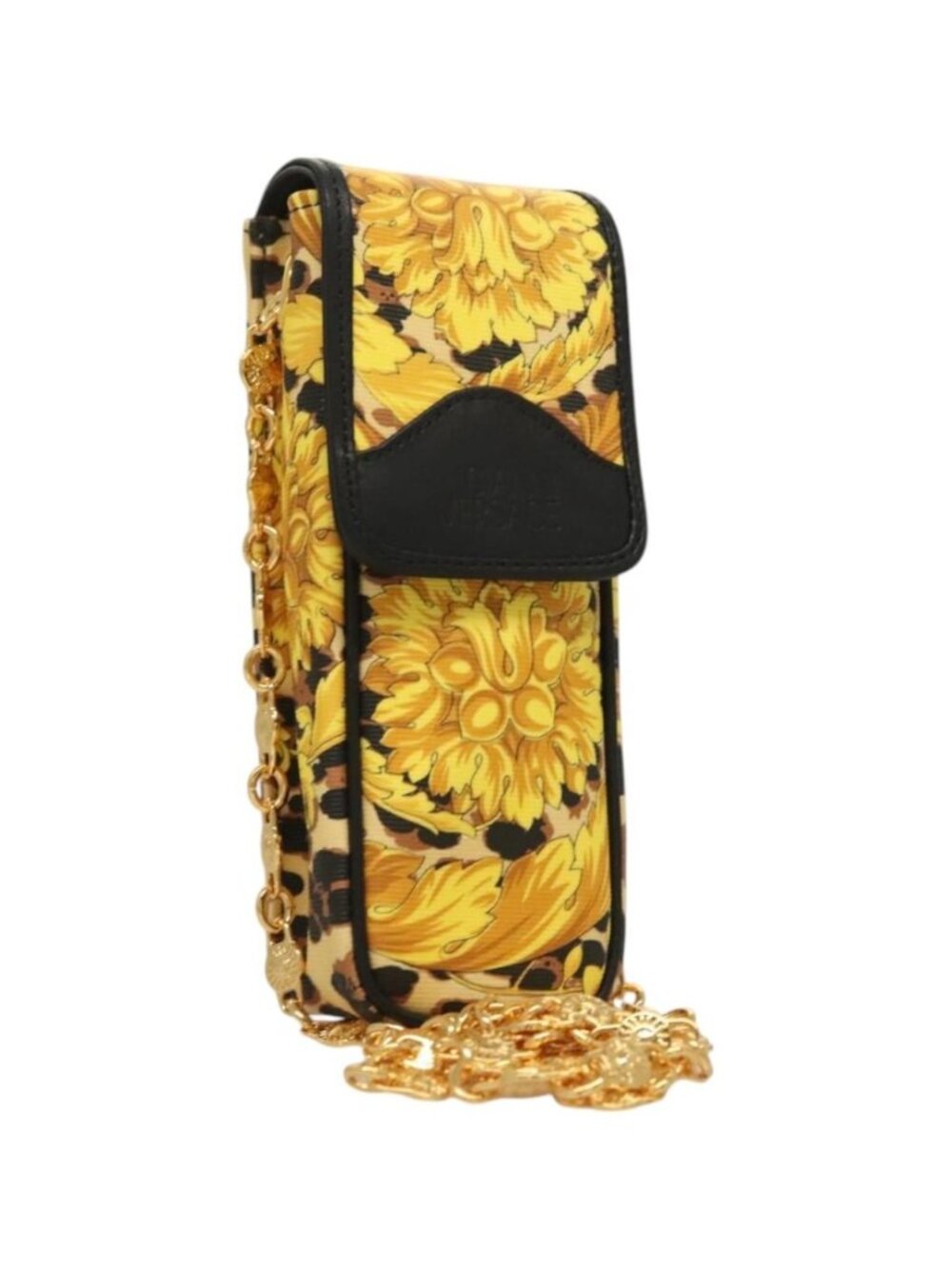 Gianni Versace Shoulder Pouch PVC Leather Yellow Gold